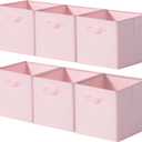 Cupic Cupid 13x13 Storage Cubes, 6 Pack Open Storage Bins with Handles, Storage Cube Organizer for Clothes and Toys, Collapsible Cube Bins for Closet, Shelves, Offices, Pink