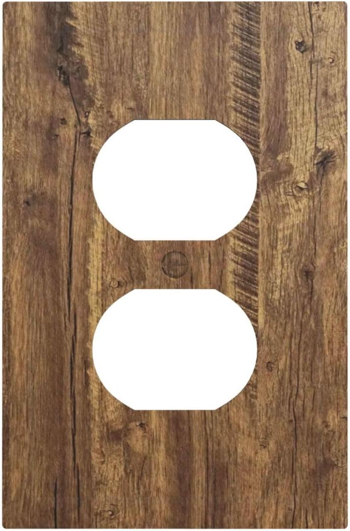 Outlet Covers Brown Rustic Wood Westen Country 1 Gang Duplex Light Switch Cover Plate Decorative Wall Plates Electrical Switch Plate Receptacle Cover for Farmhouse Cabin Decor