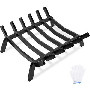 Fireplace Grate 17in Heavy Duty, Small Fire Grate for Inside Fireplace, Firewood Log Rack Holder, Fireplace Accessories, Chimney Hearth Wood Stove Burning Indoor, 6 Bars Fire Pit Grate for Outdoor