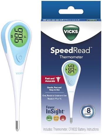 Vicks SpeedRead Digital Thermometer for Baby, Kids & Adults, Color-Coded Readings, Oral, Baby Rectal Thermometer or Under The Arm, Water Resistant 3 Pack