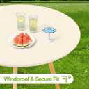 Smiry Round Spandex Tablecloth, Elastic Fitted Washable Tablecloths for 36"-44" Tables, Waterpoof Stretch Picnic Table Cover for Dining, Indoor and Outdoor, Beige