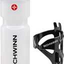 Schwinn Translucent Sport Water Bottle and Bottle Holder Combo, 26 oz or 750 ml, BPA-Free Squeeze Sport Bottle with Ounce Markers, Easy to Attach Polymer Cage (26 Ounces, Multi-colored Translucent Water Bottle)