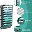 SUPEASY 10-Tier Wall File Organizer, Hanging Wall Files for Papers, Folders, Magazines, Wall Organizer for Clipboard, Assembly Needed, Black, 2 Pack