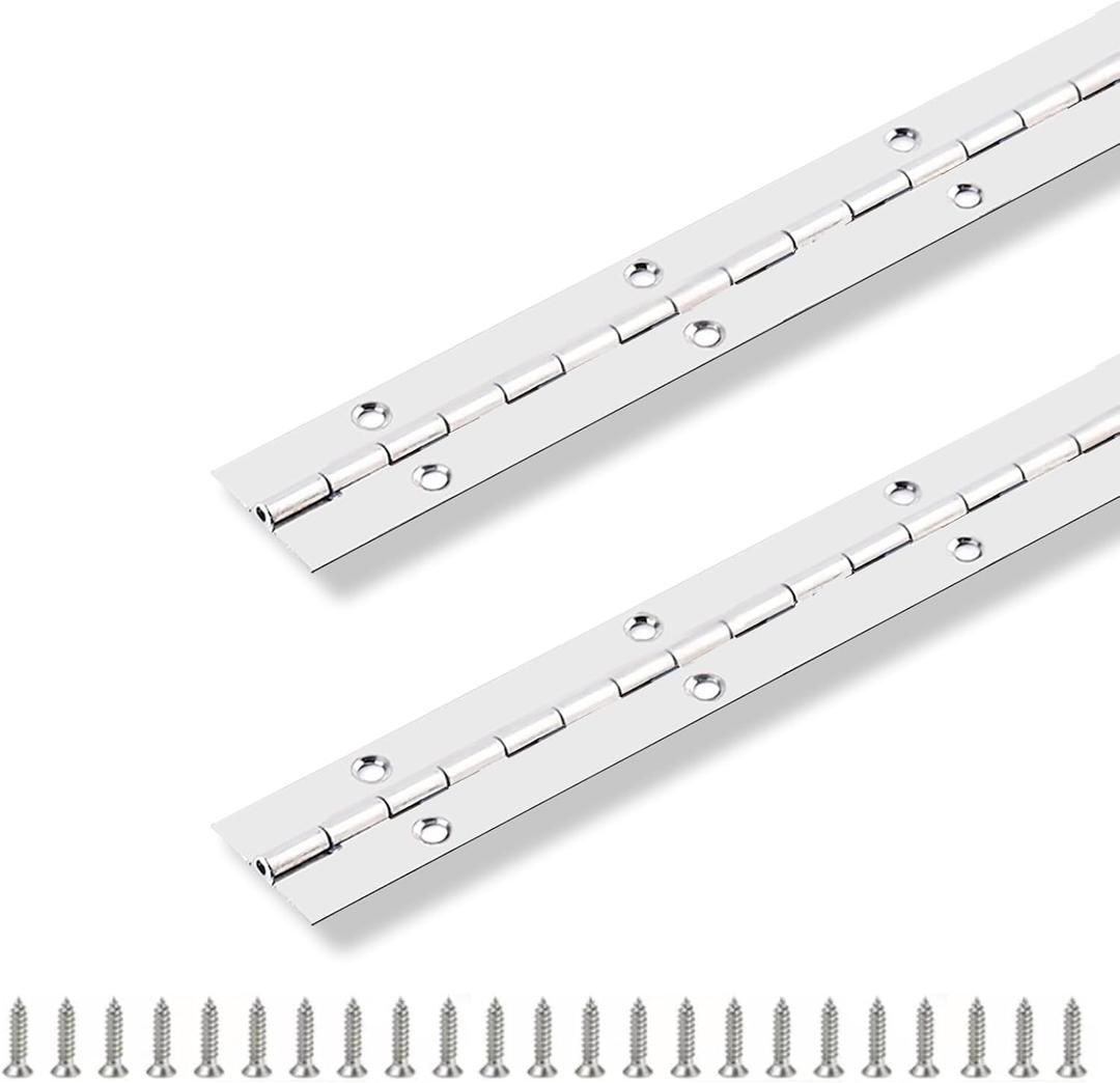 2PCS Piano Hinge 30 Inch x 1 Inch Stainless Steel Continuous & Piano Hinge Heavy Duty Piano Hinges, 0.04" Leaf Thickness, 0.5" Knuckle Length, Screw Included