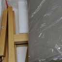 Solid Wood Small Vanity Stool, Compact Makeup Chair with Saddle Cushion, Linen-Covered High Rebound Sponge Seat, Easy Assembly Footstool for Bedroom, Entryway, Home, Natural (16.5" Height)