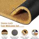 2 Pcs Summer Door Mat, Coco Coir Welcome Doormat with Black and White Striped Mats, Extra Thick & Non-Slip Backing for Farmhouse Front Porch Entryway, Seasonal Layered Porch Dcor Floor Mat (Welcome)