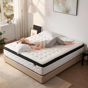 King Size Mattress 12 Inch - Medium Firm Hybrid Mattress with Memory Foam & Zoned Pocket Springs for Pressure Relief, Quiet Sleep | Fiberglass-Free, CertiPUR-US Certified | King Mattresses in a Box (White)