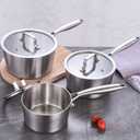 LOLYKITCH 1.5-2.5-3.0 QT, Tri-Ply Stainless Steel Saucepan Set of 3,Induction Cooking Pots,Sauce Pots with Lids,Pots and Pans Set,Detachable Handle and Dishwasher Safe.
