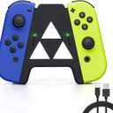 DLseego Slide Joy Con Charging Grip for Switch/Switch OLED Potable Joy Con Charger Controller Comfort Handle Speed Charge While Play with 1PC Type-c Data Cable - Black