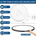 24'' Large Led Flush Mount Ceiling Light Fixture,Ultra Thin,Dimmable,Black, 24 inch 1P