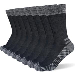 Men's Crew Work Boot Socks, Thick Cushioned Moisture Wicking Hiking Sock 3/4 Pairs (12-15)
