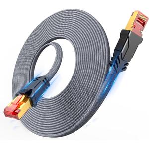 Cat 8 Ethernet Cable 100 FT,Snowkids High Speed 40Gbps,2000Mhz Braided High Duty LAN Cable,Gold Plated RJ45 Connector,S/FTP Shielded Indoor Flat 26AWG Network Cable for Modem/Router/ps-3/4/5/Gaming/PC
