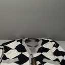 Sumleno Women Y2k Aesthetic Cardigan Sweaters Argyle Long Sleeve Open Front Knit Outerwear Trendy Oversized Fall Tops, Size L