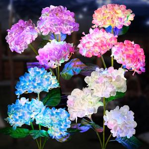 4 Pack Solar Garden Lights Outdoor, Colorful LED Waterproof Solar Powered Hydrangea Flowers Landscape Lights for Outside Yard, Patio, Pathway Decorative, Dcor, Two Lighting Modes
