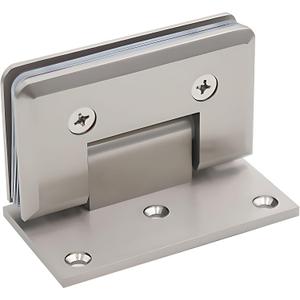Menginvent Brass Shower Door Hinge, 90 Degree Offset Glass Door Hinges, Wall Mount for 5/16"-1/2"(8-12mm) Tempered Glass, Heavy Duty Hinge for Frameless Glass Installation, Brushed Nickel