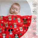 Candy Cane Xmas Dog Christmas Fleece Blanket Super Soft Cozy Throw Blanket Throw 50x60inch, Lightweight Fuzzy Comfy Textured Flannel Blanket Warm Plush Throw Blankets for Couch, Sofa, Bed