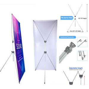 Adjustable X Banner Stand Fits Any Banner Size Width 23" to 32" and Height 63 Count Of 4