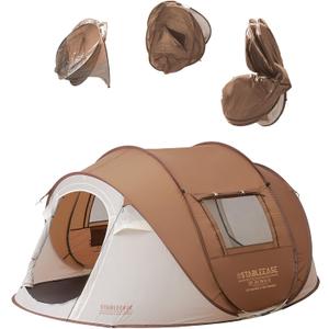 4 Person Instant Pop Up Tent, Automatic Waterproof Windproof Camping Tent with 2 Doors for Outdoor Hiking, Beach & Travel, Portable Family Tent with Carry Bag for Easy Setup, 9.2' x 6.6' x 3.9'
