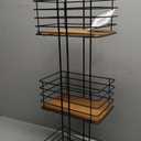3 Shelf Black Wire Bamboo Bathroom Caddy