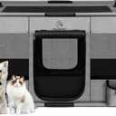 Dog Playpen,Fabric Fence, Portable Soft Cat Kennel Crate,Breathable Exercise Puppy Pen,PVC Pipe Frame,Indoor Outdoor Cage for Large  Animals with Carrying Case (Grey)