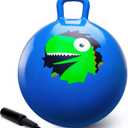 ZOOJOY Hopper Ball, Hopping Toys for Kids, 18inch Bouncy Ball with Handle for Boys Girls Aged 3-8, Inflatable Dinosaur Bounce Hopper Toy with Pump