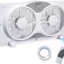 BEYOND BREEZE Window Fan Reversible Airflow, 9" Dual Window Fan with 3-Speed 3 Modes (Cool, Circulate, Exhaust), Remote Control Twin Window Fan 23.5" to 37" Adjustable Width for Bedroom, Kitchen, Home