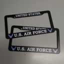 2Pcs Car License Holder for U.S. Air Force License Plate Frames Black Aluminum License Plate for United States Air Force 12.5 x 6.5 USAF License Plate Holder