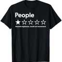 Funny People Rating Tee Shirt - Unisex Adults - Black - Small - Short Sleeve - Crew Neck - Retro - Polyester - T-Shirt - Letter Print - Lightweight, Classic fit, Zipper closure Large