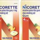 Nicorette Nicotine Gum Stop Smoking Aid, 4 mg, Fruit Chill Flavor - 2x100 Count