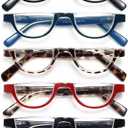 EYEURL Half Frame Reading Glasses for Women-5 Pack Blue Light Blocking Glasses Fashion Rimless Computer Readers for Women Anti UV Ray Eyeglasses with Spring Hinges,2.75