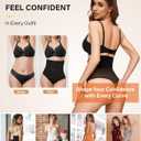 SIMIYA Thong Shapewear Tummy Control for Women High Waist Stay-Put Body Shaper Girdle Compression Stomach Shapewear Thong (Medium, #05-2pcs Black-high Waisted)