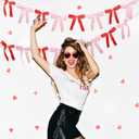 2pcs Pink & Red Bow Garland Banner, Bow Satin Ribbon Decorations for Christmas Valentine Holiday Birthday and Bridal Shower Party Decor (Red & Pink)