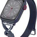 BRG Thin Mesh Loop Compatible with Apple Watch Bands for Women 40mm 41mm 38mm 42mm Series 11 10 9 8 7 6 5 4 3 2 1 SE, Metal Magnetic Stainless Steel Strap with X-Shape Diamond Clasp for iWatch Bands (Midnight)