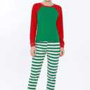 Benaive Matching Family Christmas Pajamas Set Holiday Pjs for Women Men Sleepwear (Striped Green, Women-Small)