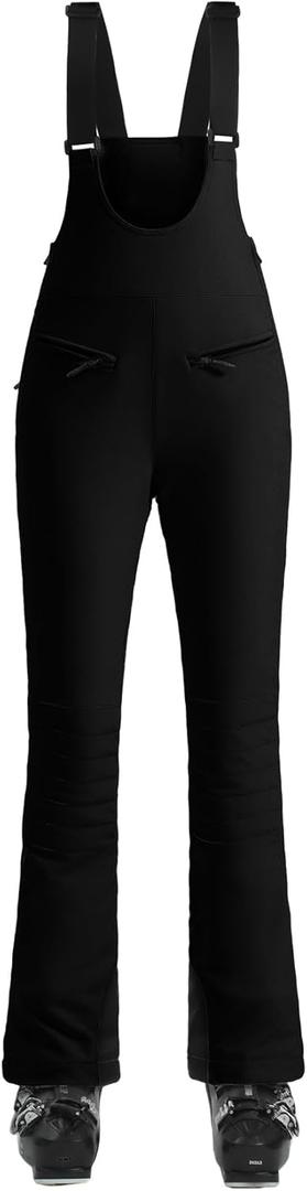 GSOU SNOW Womens Ski Bibs Snow Pants Snowboard Slim Overalls Insulated Waterproof Windproof Warm Winter (X-Large, Black)