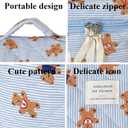 3PCS Quilted Make Up Bag Set Cute Cotton Make Up Pouch Blue Striped Bear Cosmetic Bag Set Large Travel Toiletry Bag For Women(B)
