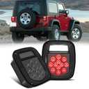 Universal LED BAR Rear Tail Lights for 1976-2006 Jeep Wrangler YJ TJ CJ Trailer Truck Flatbed, Square Brake Tail Lamps Turn Signal Backup Reverse Light w/License Plate Light, Smoked (Black)