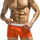 COOFANDY Men's Square Leg Swim Briefs Tight Swim Trunks Swimsuit Athletic Bathing Suit Swimwear with Liner (Medium, Z Orange)