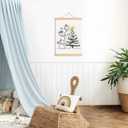 DNEULYR Winter Snowman Christmas Tree Wall Art Poster, Rustic Christmas Wall Decor, Holiday Winter Snowy Xmas Tree Snowman Poster Hanger Frame for Home Bedroom Living Room, 12x16 Inches (color9)