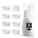 Portable Bottle Warmer for Travel with Glass Bottle, 8 Adapters, Baby Bottle Warmer for Breastmilk On The Go, Double Leak-Proof, Fast Heating, Multi-Level Temperature Control, Automatic Warm-Keeping