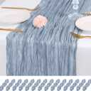14 Pack Dusty Blue Cheesecloth Table Runner 17x108 Inch Semi Sheer Boho Gauze Cheese Cloth Fabric Table Runners, for Wedding Party Baby Shower Birthday Home Decor Garden Farmhouse