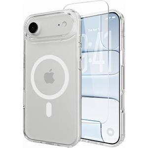 Classic Hybrid Magnetic iPhone 17 air Case Phone Case Cover, Screen Protectors X1, Compatible with Magsafe, Anti Yellowing,Slim,Shockproof, Protective (Transparent Crystal, iPhone 17 air)