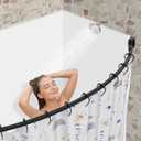 Adjustable 30-45 inches Curved Shower Curtain Rod, Premium Stainless Steel Rustproof Shower Rod for Bathroom, Need to Drill, Black