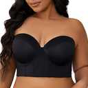 SEA BBOT Plus Size Strapless Bra for Women Longline Corset Bra Underwire Seamless Minimizer Bra Black, 40C