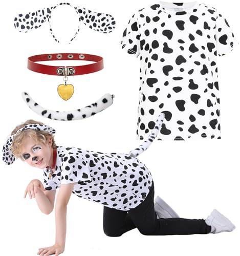 Z-Shop Halloween Dalmatian Costume Kids,Boys Girls 101 Days Of School Outfit Shirt Headband Ears and Tail Accessories,6