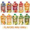 Happy Baby Organics Stage 2 Baby Food Pouches, Gluten Free, Vegan & Healthy Snack, Clearly Crafted Fruit & Veggie Puree, Fruit & Veggie Variety Pack, 4 Ounces (Pack of 10), Amazon Exclusive