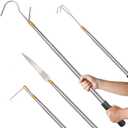 2 Pack Truck Cargo Grabber Truck Bed Accessories, 17 to 69 Inch Extended Adjustable Grabber Tool 2 Heavy Duty Telescoping Pole with 3 Hooks and a Saw, Multifunctional Pickup Reach Tool