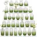 RUCKAE Glass Bud Vases Mini Flower Vase Small Vintage Vases for Centerpiece Table Wedding Decorations Home Decor Party(Gradient Green 32pack)