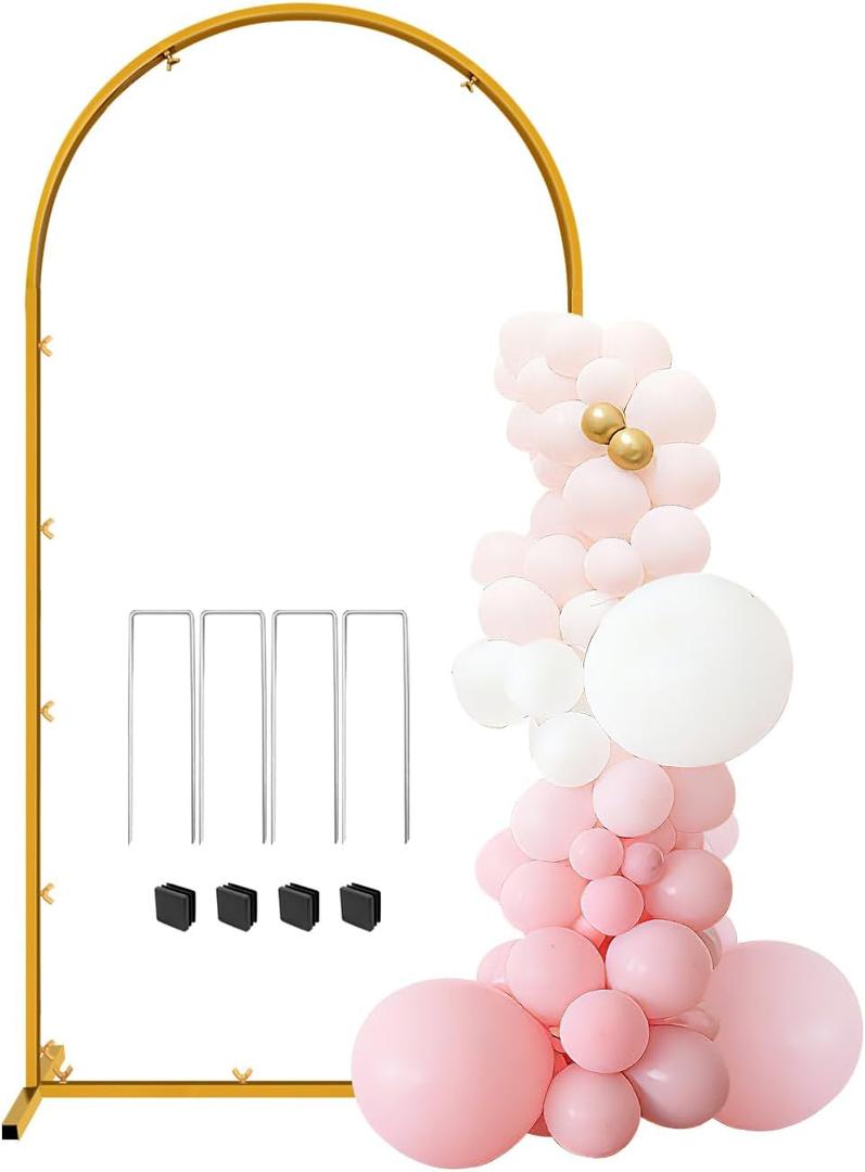 6 FT Wedding Arch Frame Backdrop Stand for Party, Balloon Arch Stand, Wedding Arches for Ceremony, Metal Gold Arch Frame Backdrop Stand for Bridal Baby Showers Birthday Decoration Photo, 6 x 2.6 FT