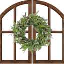 Sintosin Farmhouse Arched Window Frame Wall Decor 30 Inch, Set of 2 Hanging Burning Finished Wooden Window Pane above Bed Wall Art, Rustic Home Decor for Living Room Fireplace Entryway Hallway